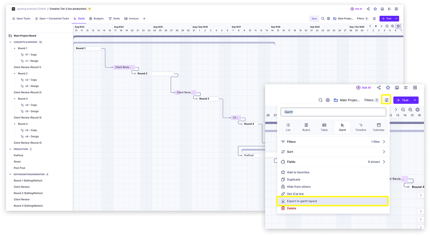Productive Gantt view